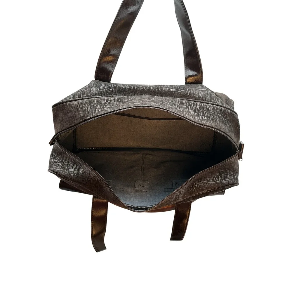 Lagerfeld‎ Mens Brown Textured Pebble Duffel Bag Weekend Travel Carry On